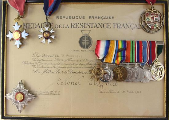 Sir Geoffrey Miles Clifford KBE, CMG, Hon FRCS, Hon FDSRCS and Medaille de la Resistance. A medal group,